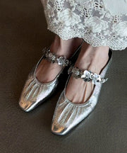 Stylish Silver Faux Leather Splicing Slide Sandals