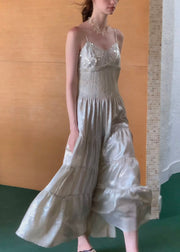 Stylish Silver V Neck Sequins Wrinkled Chiffon Spaghetti Strap Dress Sleeveless