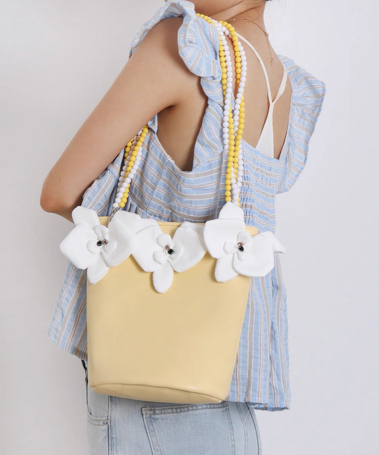 Stylish Sky Blue Butterfly Decorated Faux Leather Bucket Bag