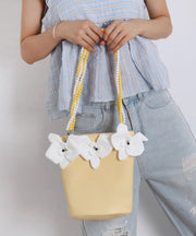 Stylish Sky Blue Butterfly Decorated Faux Leather Bucket Bag
