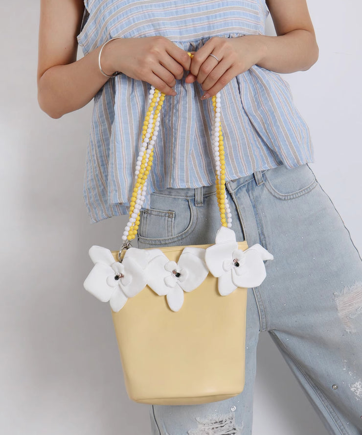 Stylish Sky Blue Butterfly Decorated Faux Leather Bucket Bag