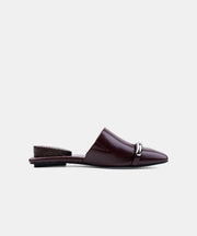 Stylish Splicing Black Faux Leather Hollow Out Slide Sandals