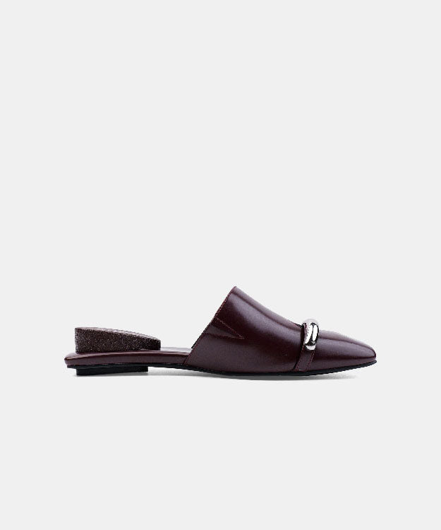 Stylish Splicing Black Faux Leather Hollow Out Slide Sandals