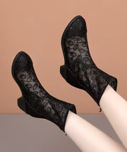 Stylish Splicing Chunky Boots Black Breathable Mesh