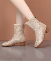 Stylish Splicing Chunky Boots Black Breathable Mesh