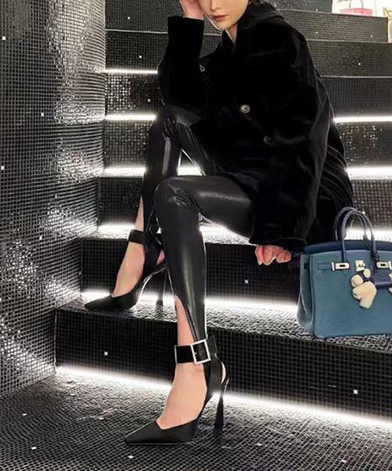 Stylish Splicing Stiletto High Heels Rose Faux Leather Buckle Strap Zircon