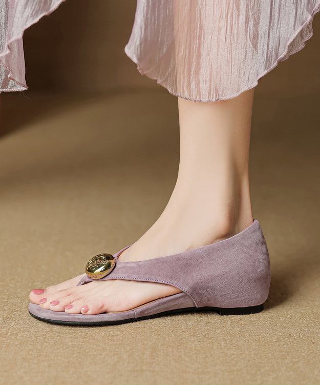 Stylish Splicing Wedge Flip Flops Purple Suede