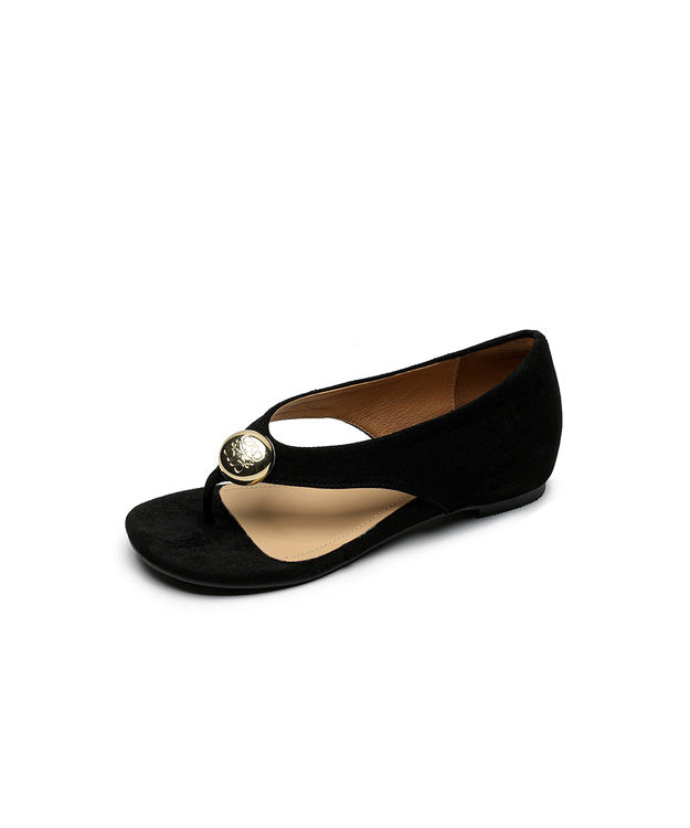 Stylish Splicing Wedge Flip Flops Purple Suede