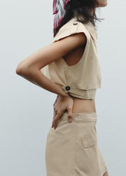 Stylish Top And Short Skirts Cotton Two Pieces Set Summer