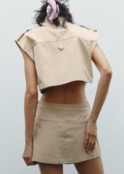 Stylish Top And Short Skirts Cotton Two Pieces Set Summer