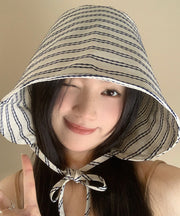 Stylish Versatile Black Striped Lace Up Bucket Hat