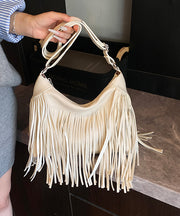 Stylish Versatile Black Tassel Faux Leather Shoulder Bag