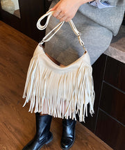 Stylish Versatile Black Tassel Faux Leather Shoulder Bag