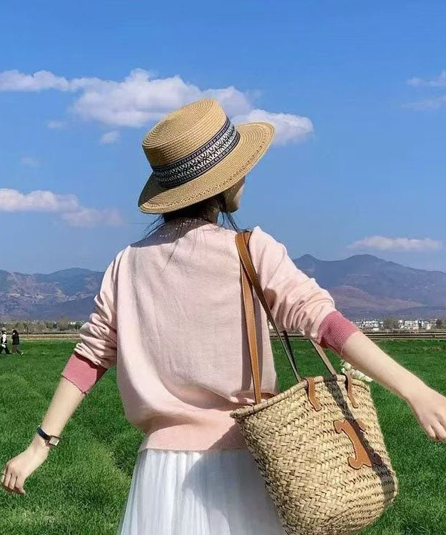 Stylish Versatile Khaki Straw Woven Cloche Hat