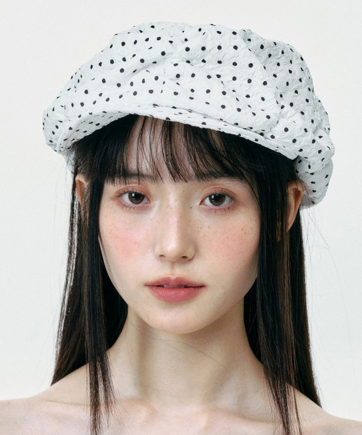 Stylish Versatile White Dot Thin Breton Hat