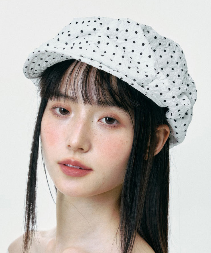 Stylish Versatile White Dot Thin Breton Hat