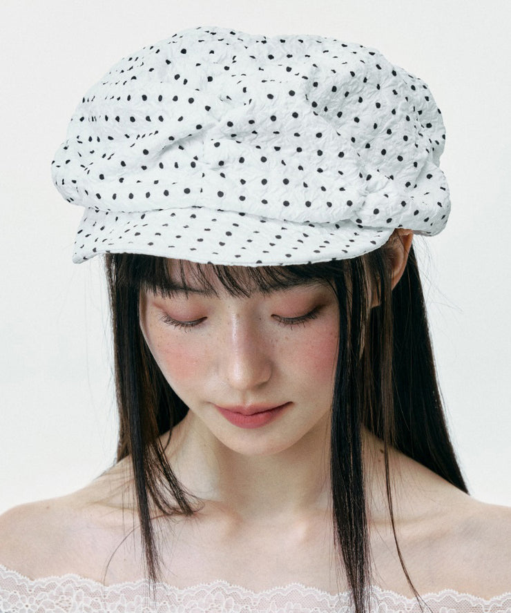 Stylish Versatile White Dot Thin Breton Hat