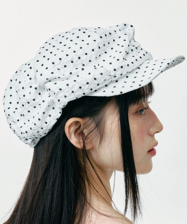 Stylish Versatile White Dot Thin Breton Hat