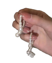 Stylish White Copper Alloy Pearl Zircon Intersection Hoop Earrings