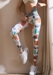 Stylish White Dot High Waist Capri Athletic Leggings