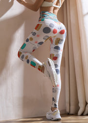 Stylish White Dot High Waist Capri Athletic Leggings