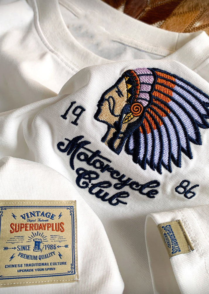 Stylish White O-Neck Embroideried Cotton Men T Shirt Summer