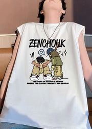 Stylish White O-Neck Print Cotton Men T Shirt Summer