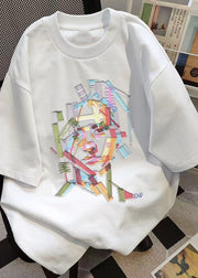 Stylish White O Neck Print Cotton Mens T Shirt Designer Summer