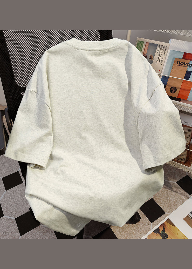 Stylish White O Neck Print Cotton Mens T Shirt Designer Summer