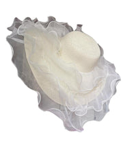 Stylish White Organza Ruffled Straw Woven Floppy Sun Hat