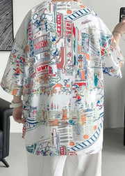 Stylish White Original Design Print Cotton Mens T Shirts Half Sleeve