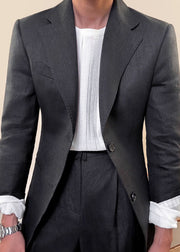 Stylish White Peter Pan Collar Button Linen Mens Coats Fall