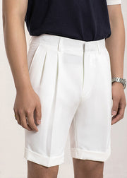 Stylish White Pockets High Waist Spandex Men Shorts Summer