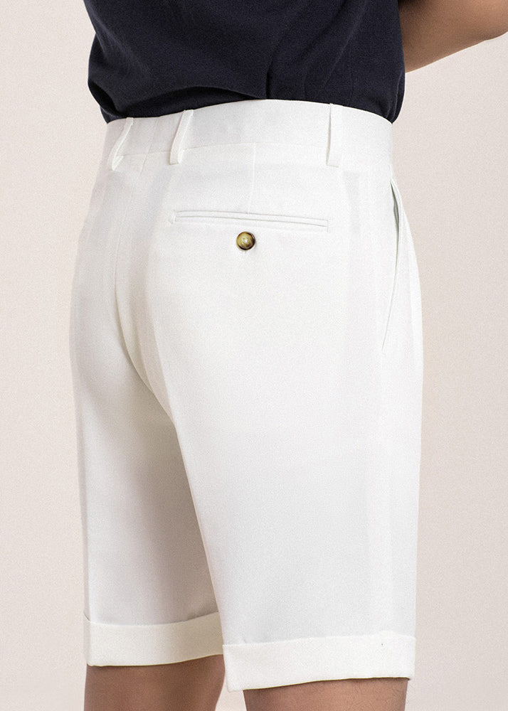 Stylish White Pockets High Waist Spandex Men Shorts Summer