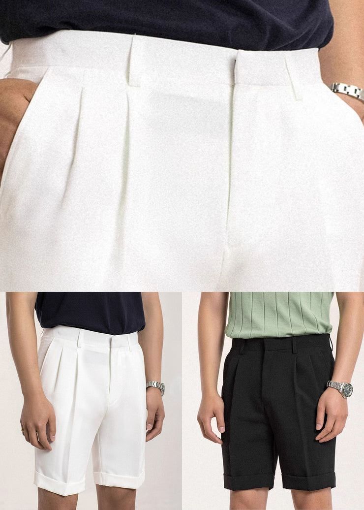 Stylish White Pockets High Waist Spandex Men Shorts Summer