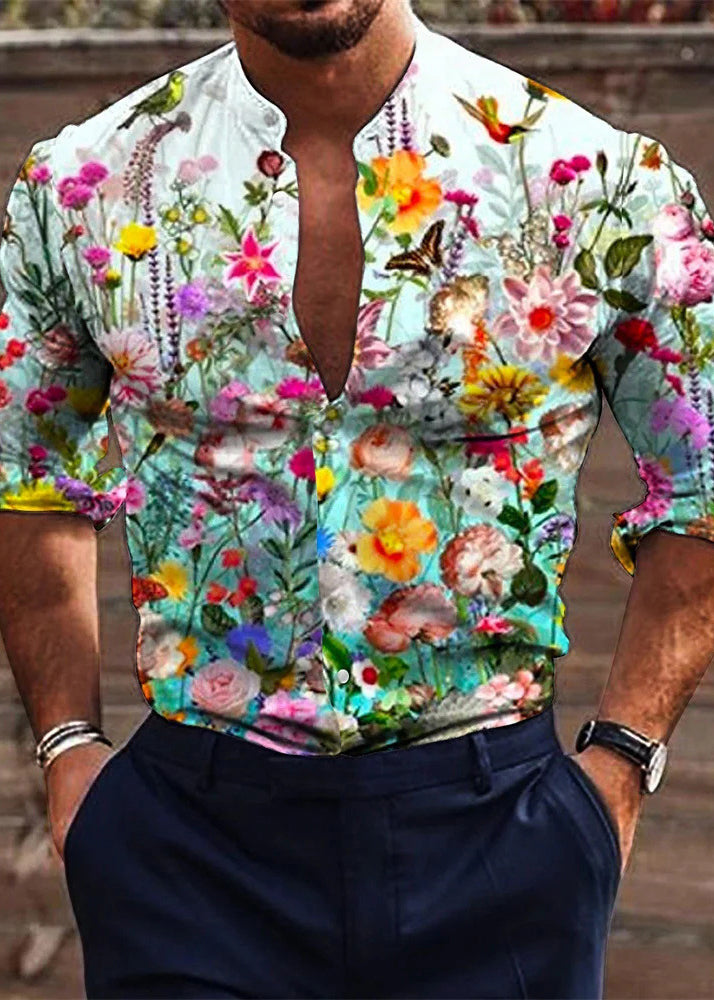 Stylish White Print Button Oversized Cotton Men&