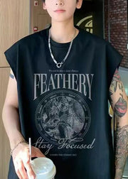 Stylish White Print Cozy Cotton Men Tank Summer