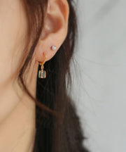 Stylish White Sterling Silver Overgild Crystal Drop Earrings