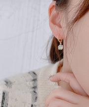 Stylish White Sterling Silver Overgild Crystal Drop Earrings