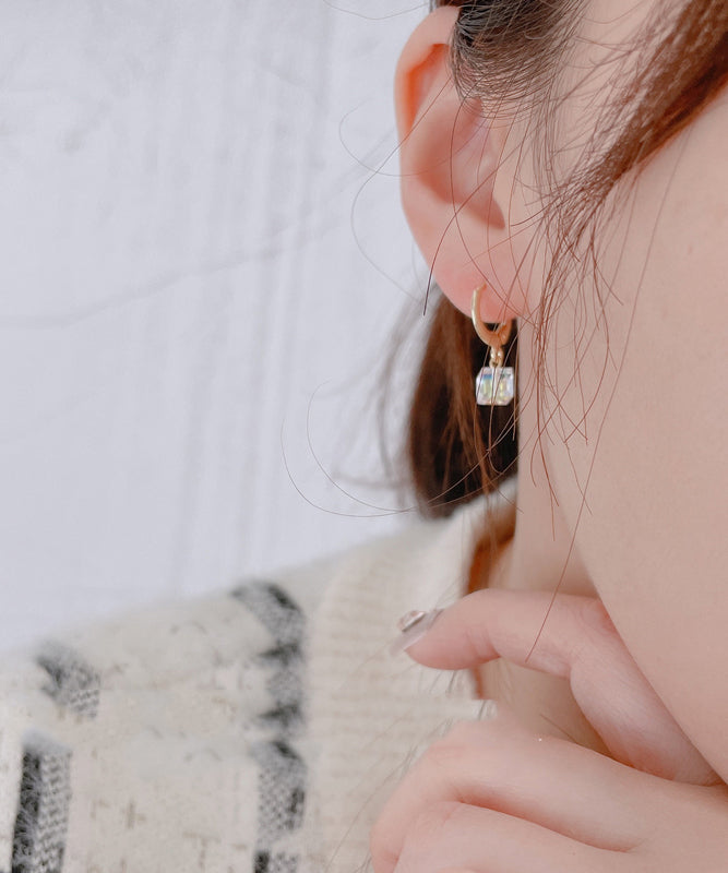Stylish White Sterling Silver Overgild Crystal Drop Earrings