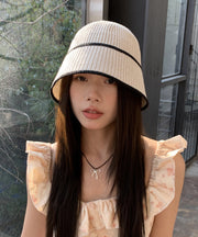 Stylish White Thin Breathable Knit Bucket Hat