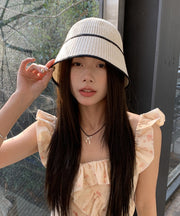 Stylish White Thin Breathable Knit Bucket Hat