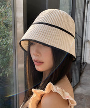 Stylish White Thin Breathable Knit Bucket Hat