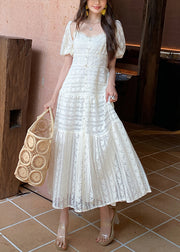 Stylish White V Neck High Waist Lace Two-Piece Set Summer