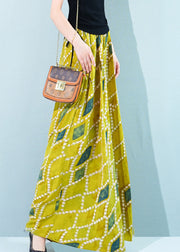 Stylish Yellow Plaid Pockets Chiffon Wide Leg Pants Summer