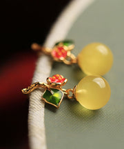 Stylish Yellow Sterling Silver Overgild Enamel Beeswax Drop Earrings