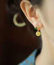 Stylish Yellow Sterling Silver Overgild Enamel Beeswax Drop Earrings