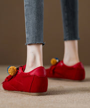 Suede Lace Up Splicing Chic Red Flat Shoes