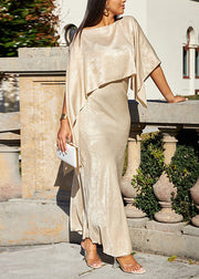 Summer Beige Asymmetrical Off Shoulder Sexy Two-Piece Set