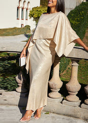 Summer Beige Asymmetrical Off Shoulder Sexy Two-Piece Set